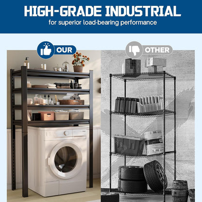 Over Washer and Dryer Shelves, Laundry Room Shelves Adjustable Metal Heavy Duty Freestanding Storage Shelving, Washing Machine Rack for Organization and Storage, Black (39.4" W X 17.7" D X 71.2" H)