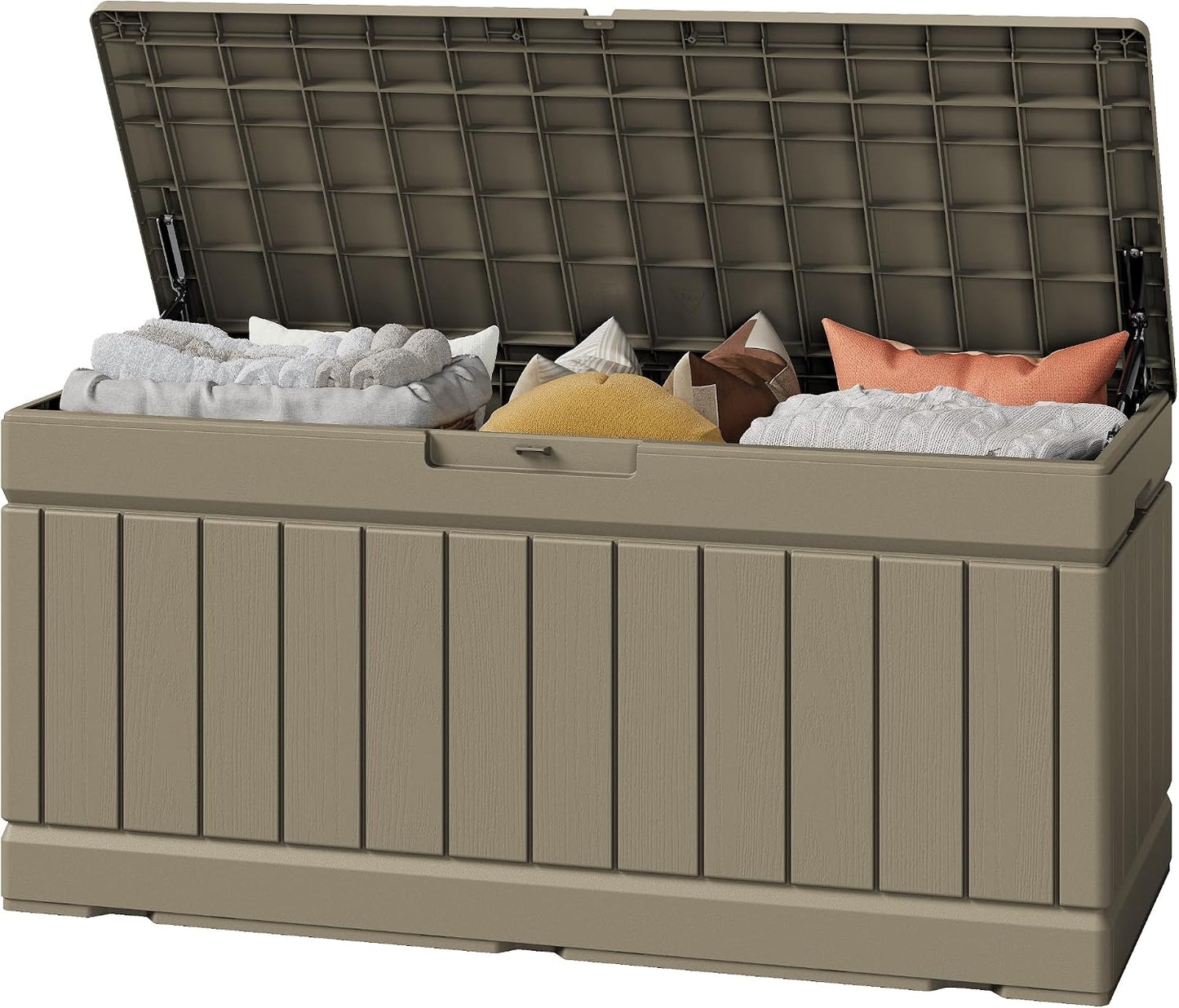 Greesum Outdoor Storage Box 82 Gallon Storage Bin with Lid for Patio Furniture, Garden Tools, Pool Supplies, Waterproof and UV Resistant, Lockable, Black
