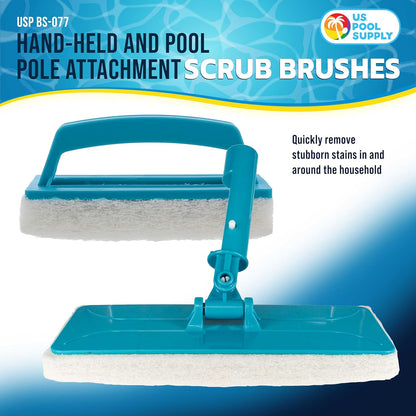 U.S. Pool Supply Hand-Held Pool Scrub Brush, 2 Pack - Surface Scrubbing Scouring Sponge Pad - Clean Pool Tile & Grout, Walls, Vinyl Liners, Spas - Cleaning Scrubber Stains, Kitchen Bathroom Tub Shower