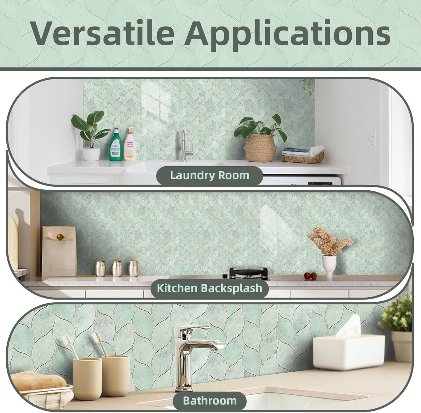 Tilingview 10-Sheet Peel and Stick Backsplash Tile for Kitchen, Self-Adhesive Mosaic Glossy Leaf Stick on Wall Tile with Gaps (Leaf Beige)