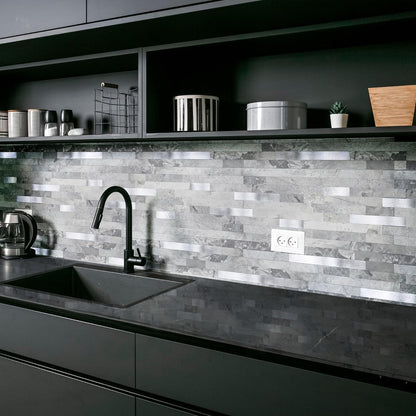 Yipscazo 2026 New Upgrade 11.34" X 11.57" Peel and Stick Backsplash, Stick on Backsplash Tiles for Kitchen, Bathroom, Fireplace (10 Sheets, Beige Rocks + Rose Gold)