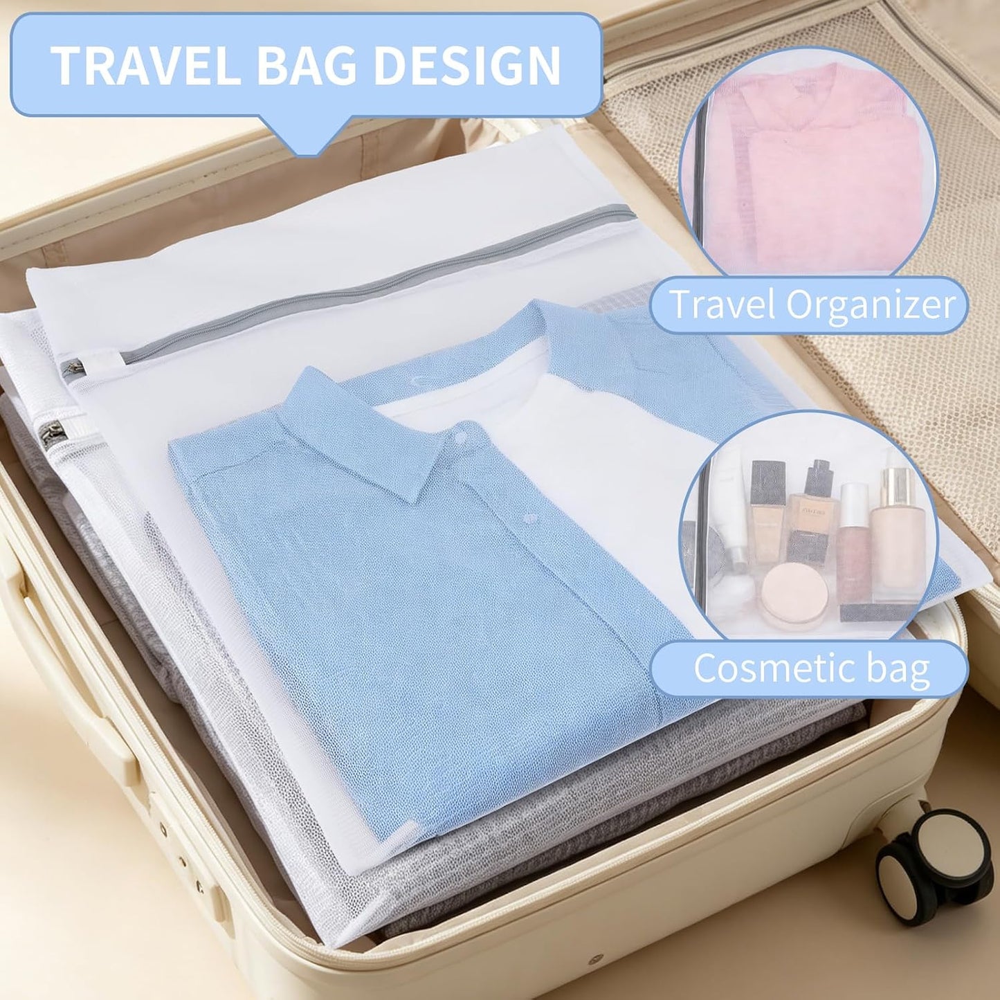10 Pcs Mesh Laundry Bags,16 x 20 Inches Delicate Wash bags for Home College Dorm,Washable Zipper Design Travel Mesh Laundry for Clothes, lingerie, Sheet, Shoes