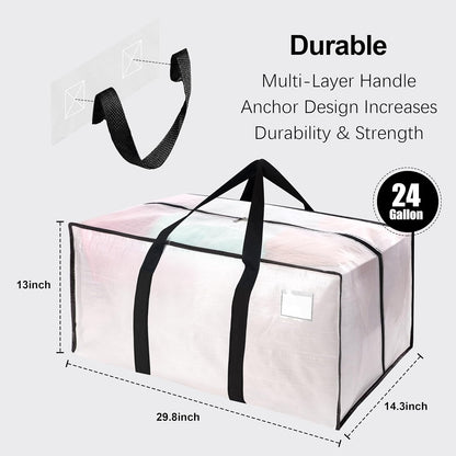 VELVETSURE Heavy Duty Extra Large Moving Bags W/Backpack Straps - Strong Handles & Zippers, Storage Totes For Space Saving, Fold Flat, Alternative to Box and Bin (Set of 6, Multicolor)