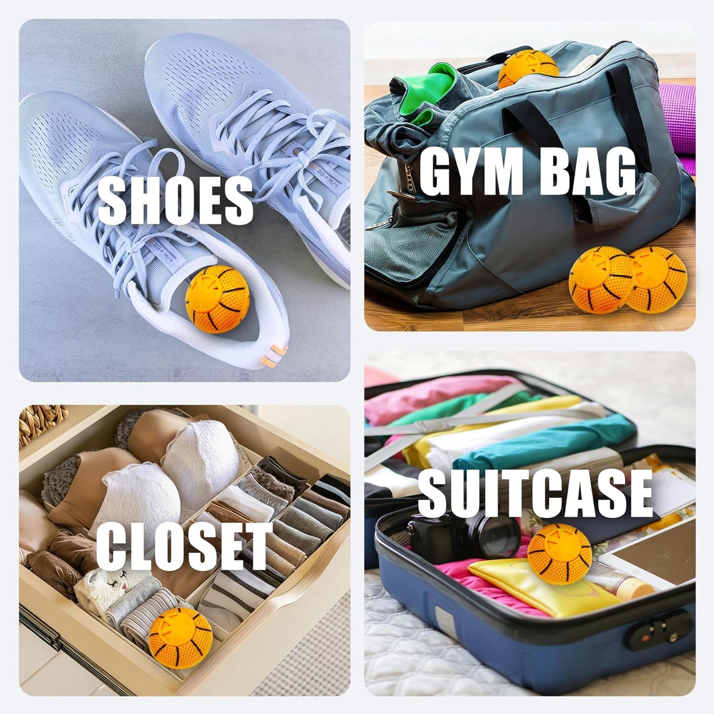 Shoe Deodorizer Balls, Professional Shoe Balls Odor Eliminator, 6pcs Sneaker Balls Deodorizer Strong for Smell Freshener Shoes Boots Wardrobe Bags