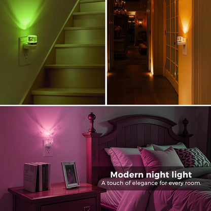 L LOHAS LED Night Light, Bubble Night Lights Plug into Wall,2 Pack 3000K/4000k/5000K Adjustable Color Temperature Night Light,Dimmable Nightlights with Dusk to Dawn Sensor for Rooms Bathroom Hallway