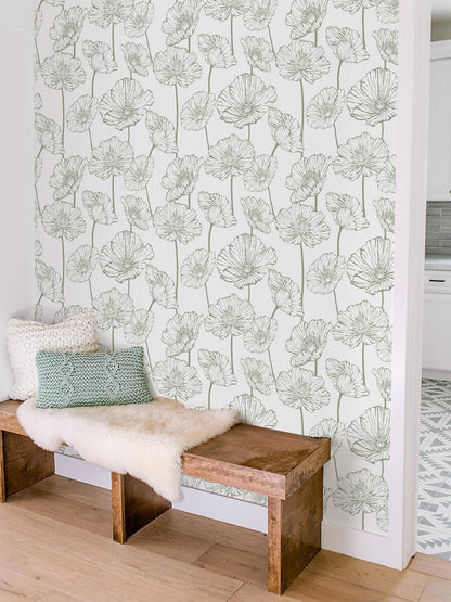 Orainege Modern Peel and Stick Wallpaper 17.3inx118.1in Beige and White Floral Wallpaper Boho Contact Paper Removable Decorative Wall Paper for Bedroom Bathroom Cabinets Decor Vinyl