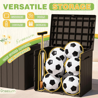 Greesum 31 Gallon Resin Deck Box All Weather Outdoor Storage Boxes for Patio Furniture Set,Outdoor Toys,Garden Tools,Black
