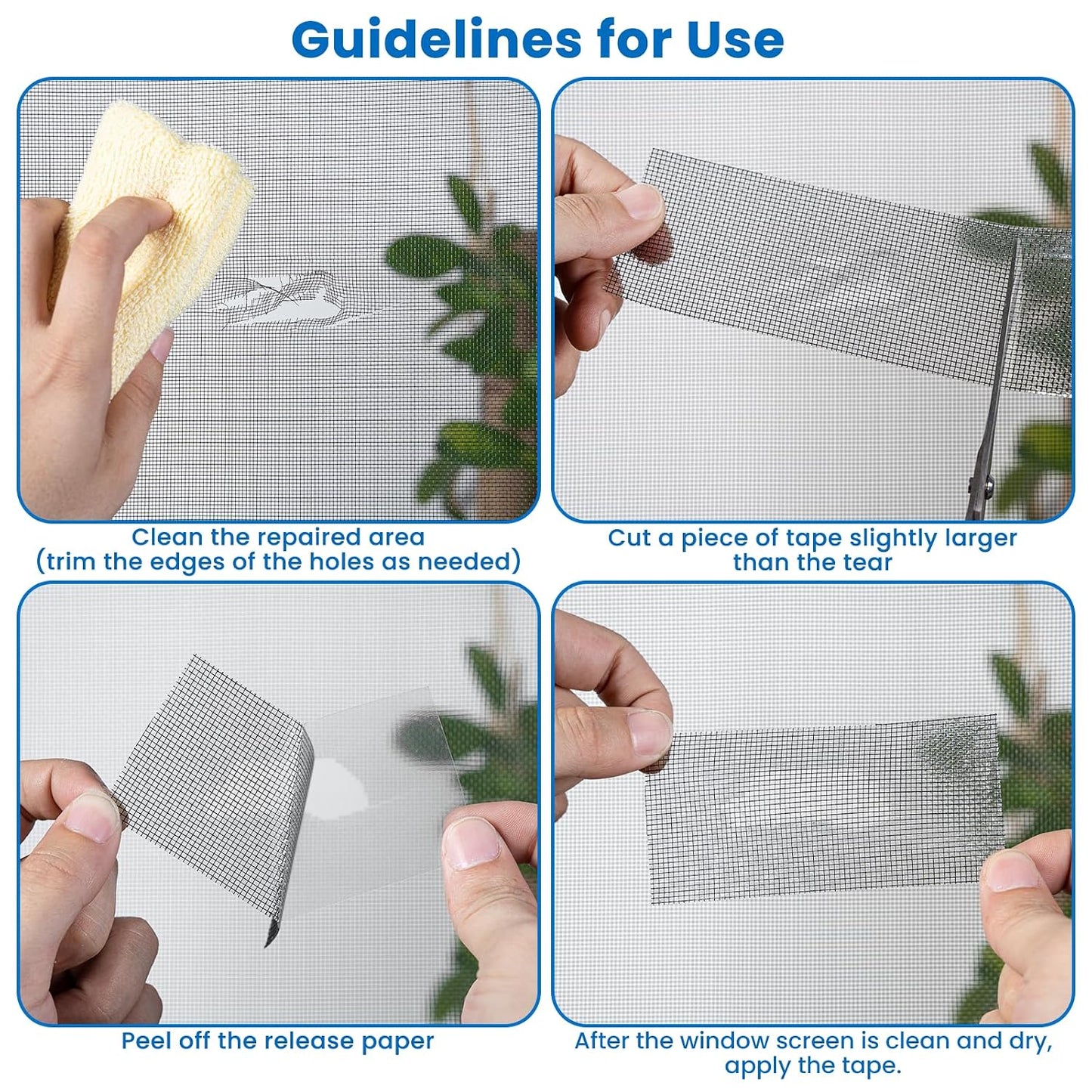 Window Screen Repair Tape 2 in x 40 FT Fiberglass Strong Adhesive Screen Patch, Waterproof Mesh Repair Kit for Window & Door Screen Holes Tears - Gray