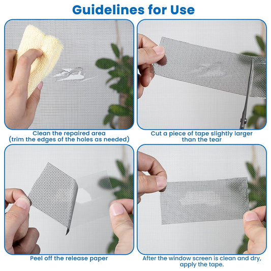 Window Screen Repair Tape 2 in x 40 FT Fiberglass Strong Adhesive Screen Patch, Waterproof Mesh Repair Kit for Window & Door Screen Holes Tears - Gray