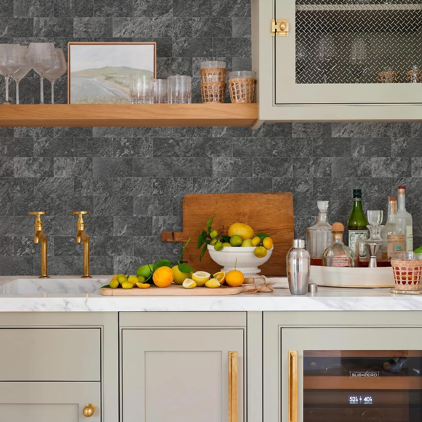 Vamos Tile 100-Piece Glossy Dolomite White Peel and Stick Backsplash Tile,3''x6'' PVC Subway Tile with White Grout, Stick on Backsplash for Kitchen/Bathroom/Fireplace