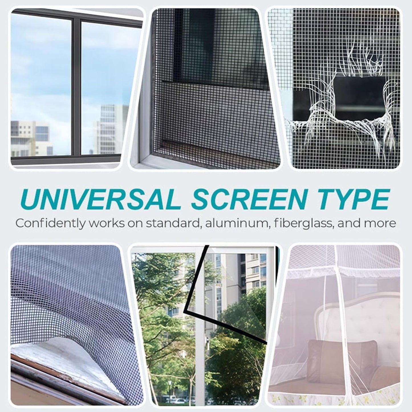 Window Screen Repair Tape, Strong Adhesive Screen Patch, Fiberglass Screens Tape Mesh Repair for Covering Window or Doors Pet Mesh Cage Tears Holes Ideal for Home, Apartment, Dorm
