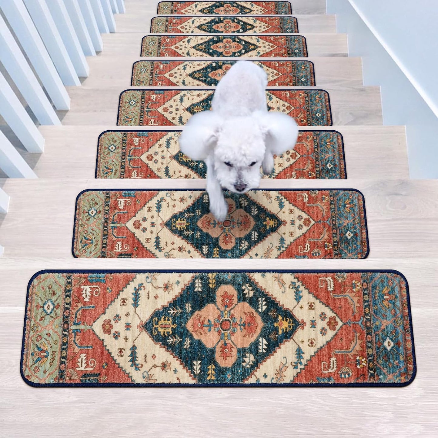 OJIA Stair Treads Non Slip for Wooden Steps Indoor 15PCS Carpet Stair Treads, Rubber Backing Stair Carpet Treads, Residue Free 8"x30" Staircase Step Treads Edging Stair Rugs for Kids & Pets, Gray