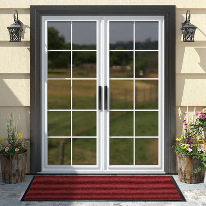 Yimobra Welcome Mat, Heavy Duty Sturdy Door Mats for Home Entrance Outdoor Indoor, Front Doormat for Outside Patio Floor Entry Porch Garage Office, Waterproof, Low Profile, 29.5x17, Black Grey