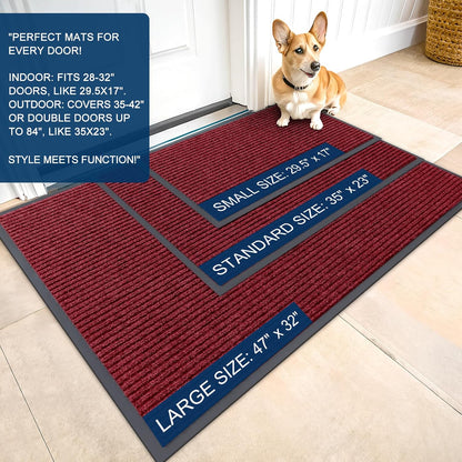 OLANLY Front Door Mat Indoor Outdoor Entrance, 2-Pack 29.5 x 17 Inch, Waterproof Heavy Duty Doormat, Fade Resistant, Low Profile, Easy Clean Patio Porch Welcome Floor Mats for Entry, Grey