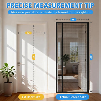 TasticTotes Magnetic Screen Door Mesh - Reversible Left & Right Opening with Magnetic Closure, Keep Buzz Out, Enjoy Fresh Air, Hands Free for Families & Pets (34" x 81", Fit Door Size 32" x 80")