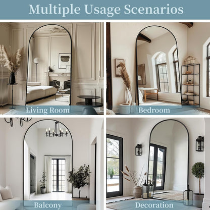 Full Length Mirror with Stand, 71"x28" Arched Full Body Large Stand Up Aluminum Frame Floor Standing Mirror, Freestanding Hanging Leaning Mounted for Bedroom Living Room Entryway Gold