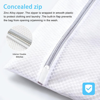 PrettyCare 3 Large (16x19inch) Mesh Laundry Bags for Delicates, Durable Honeycomb Wash Bags with Premium Zippers - Laundry Essentials Mesh Bags for Lingerie, Bras, Socks, Sweater, Travel & Organizing