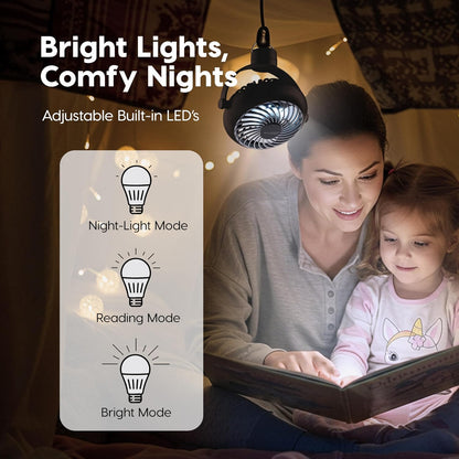IRIS USA WOOZOO 3.5" Cordless Portable Clip On Fan, USB-C Rechargeable Fan, LED Light, Mosquito Repellent Tray, 360° Tilt, 3 Speeds,Bedside Kitchen Camping Golfing Outdoor Use, Black