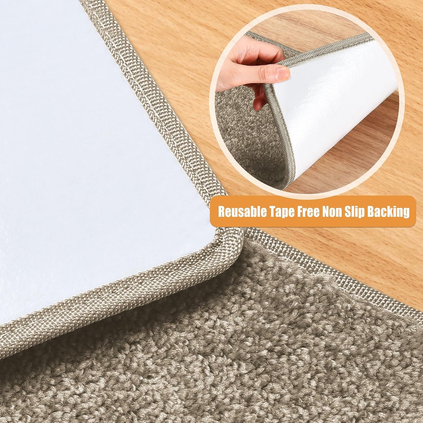 PURE ERA Carpet Stair Treads Tape Free Non Slip Indoor Stair Carpet Stair Protectors Pet-Friendly Non-Slip Skid Resistant Washable Reusable 8" x 30"(2 Pieces,Black)