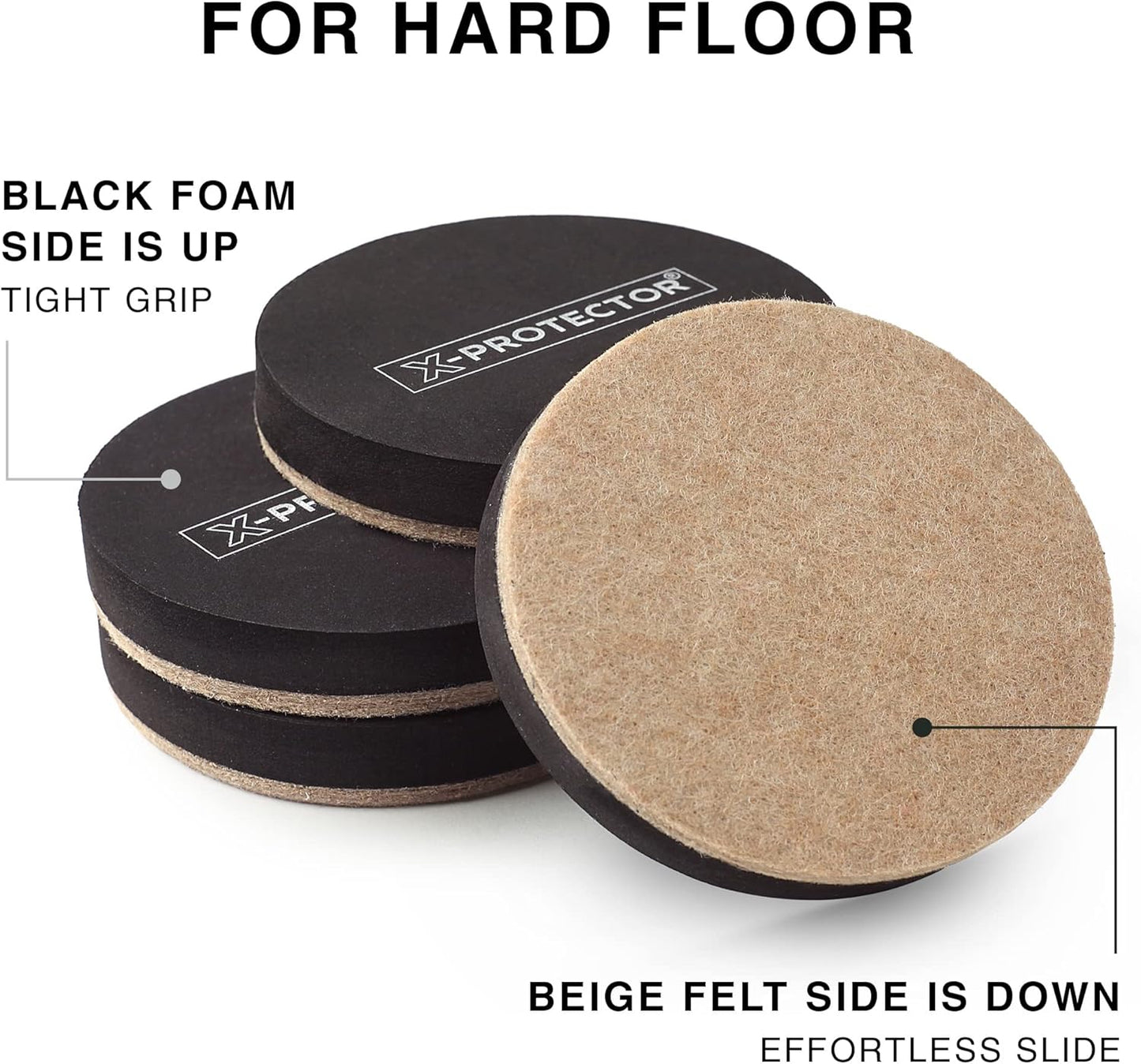 X-Protector Felt Furniture Sliders for Hardwood Floors 24 PCS 1” - Self-Adhesive Furniture Slider - Heavy-Duty Furniture Movers for Hard Surfaces - Felt Sliders - Move Your Furniture Easily!