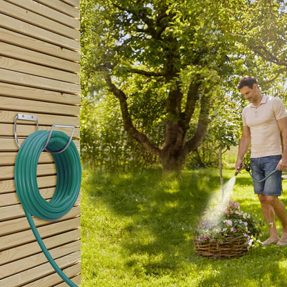 Metal Garden Hose Hanger Wall Mounted Water Hose Holder Hose Reel for Outside Yard (1, Silver)
