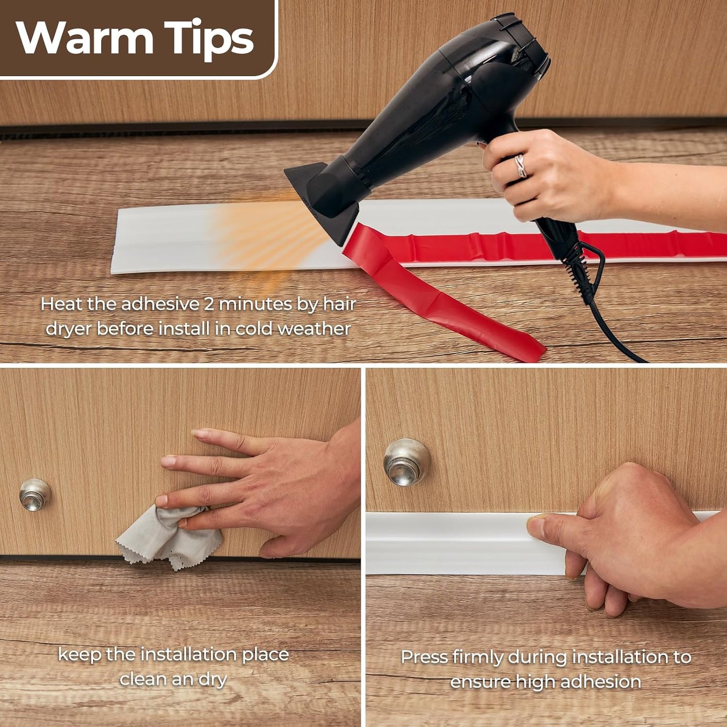 Door Draft Stopper, Ohuhu 39"L x 2"W Silicone Weather Stripping Under Door Seal for Exterior Interior Doors, 1" Widened Strong Adhesive, Soundproof Door Sweep Strip to Block Cold, Noise, Light Pests