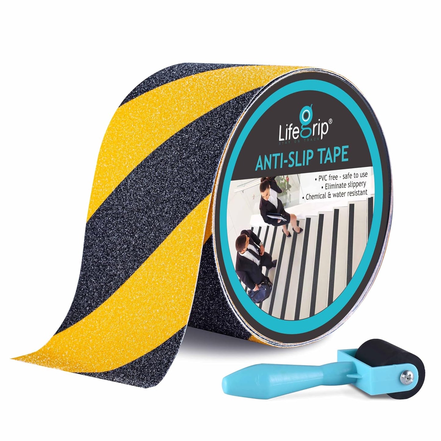 Lifegrip Anti Slip Tape, 4 Inch x 15 Foot Non-Slip Traction Grip Tape for Stairs, Waterproof Stair Treads Grip Non Slip, Non Skid Tape for Steps, Outdoor Black Grip Tape (4" X 15')