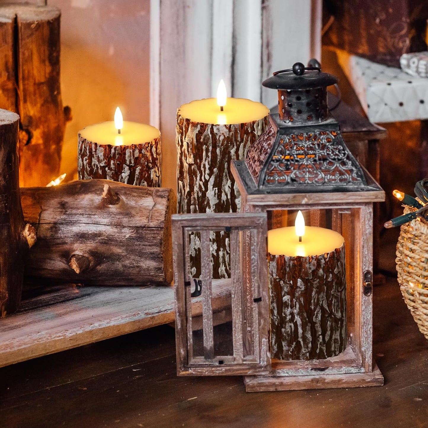 Eywamage Ivory Flameless Pillar Candles with Remote, Flickering Realistic LED Battery Wax Candles Set of 3, Φ 3" H 4" 5" 6"