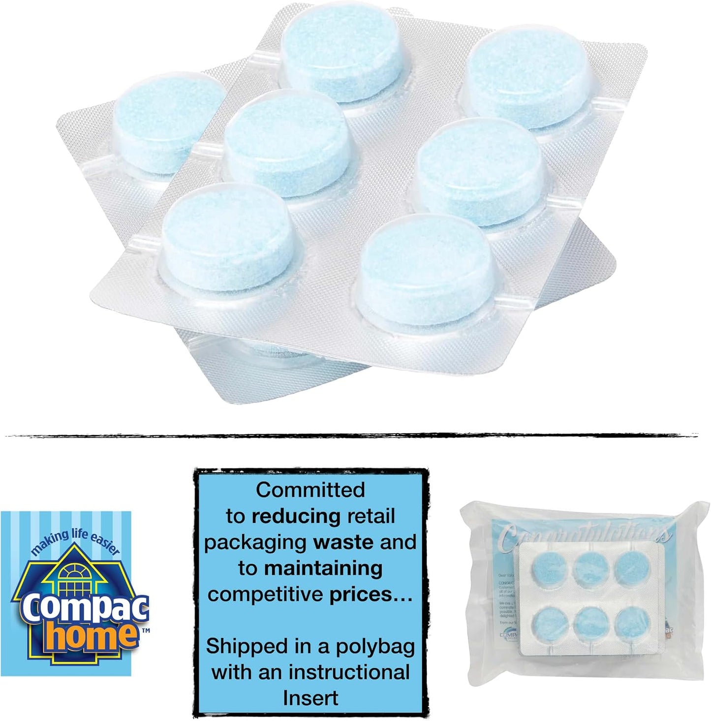 COMPAC HOME Plink Sink Drain Cleaner and Deodorizer, Air Fresheners for Garbage Disposal, Lemon Scented, Home Accessory Cleaning Products for Kitchen and Clogged Drain, 6 Tablets (Pack of 1)