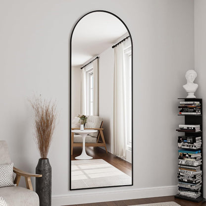 OGCAU Floor Full Length Mirror, 56"x20" Arched Full Body Mirror, Hanging or Leaning, Standing, Wall Mounted with Aluminum Frame for Bedroom Living Room, White