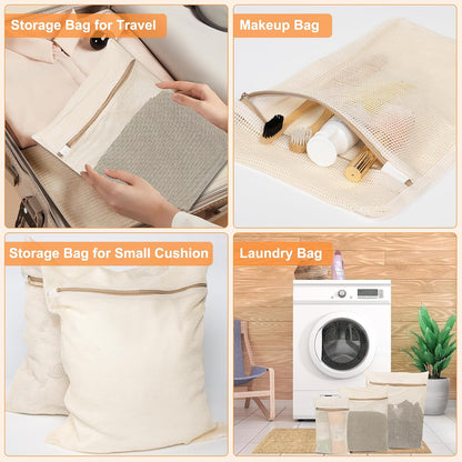 6-Piece Bag, Durable Cotton Mesh Laundry Bag, Sturdy Zipper, Breathable Mesh, Exquisite Laundry Bag for Underwear, Clothes, Pants, Shoes and Socks