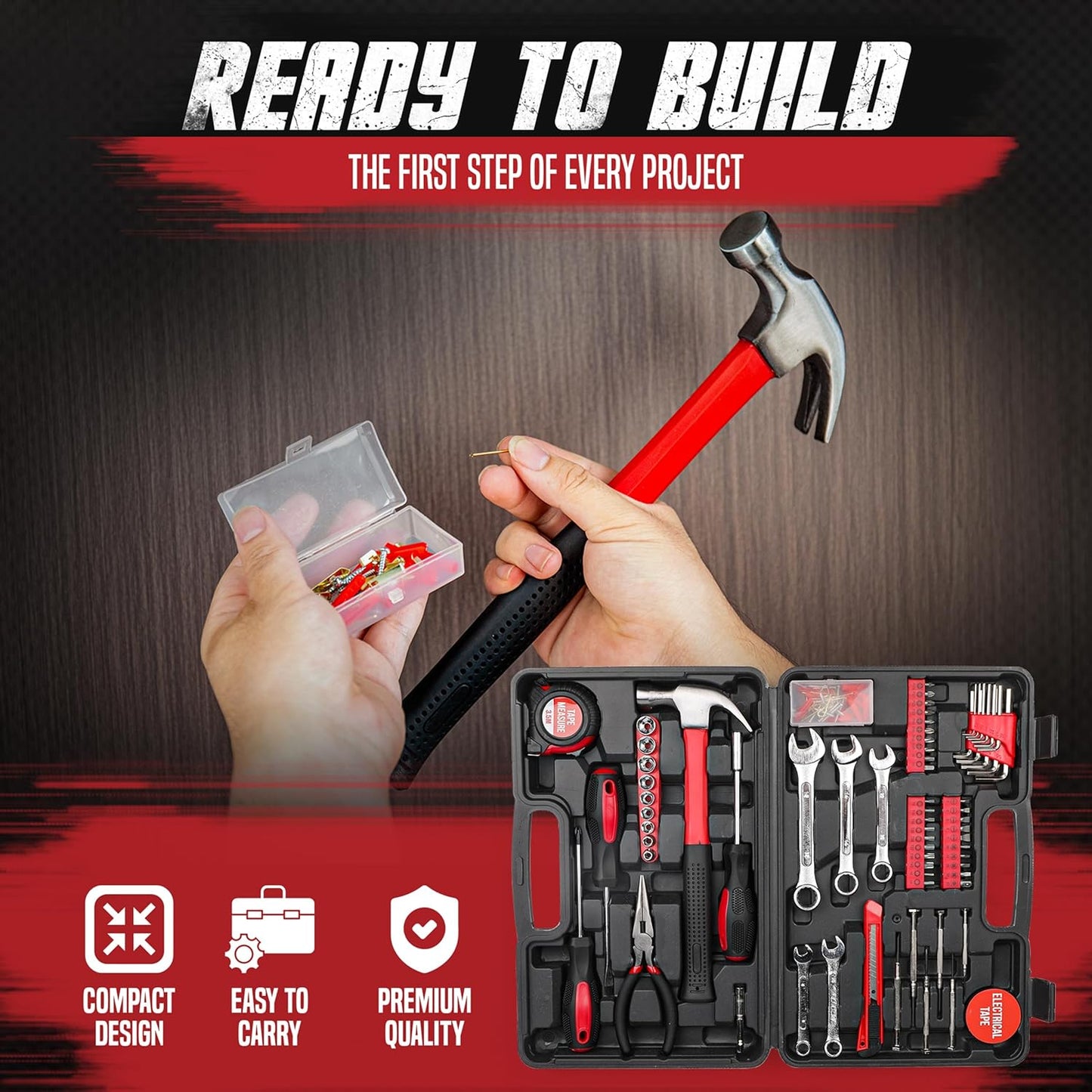 148-Piece Household Tool Kit with Sturdy Case – Carbon Steel Hand Tool Set for Home Repair, Apartment & Garage – DIY Toolbox for Men, Women & Beginners