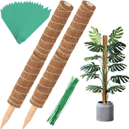 Augshy Moss Pole, 27 Inch Moss Poles - 2Pcs 17 Inch Plant Stakes Moss Sticks for Monstera Indoor Creepers Plant Support Extension Climbing Plants