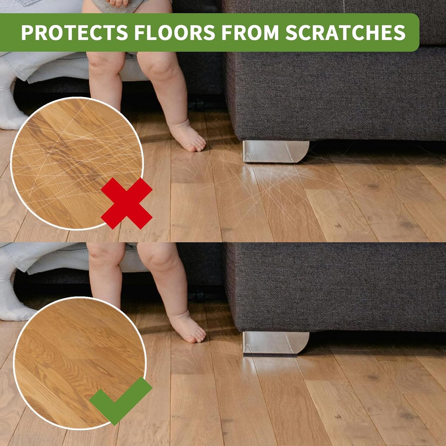 Non Slip Furniture Pads 36 PCS 1'' Square - Anti Slip Furniture Pads - Self Adhesive Rubber Feet Furniture Feet - Chair Leg Floor Protectors - Keep Furniture in Place