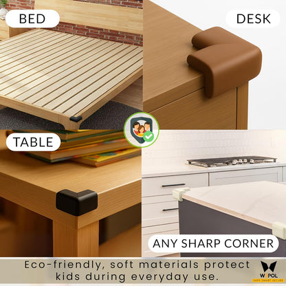 Soft Foam Corner Protectors for Baby, Bed Frame Corner Guards, Sharp Edge Desk Furniture Safety Cover Bumpers for Kids, Adhesive Pre-Taped Rubber Padding Cushion (Black, 4 Pack)
