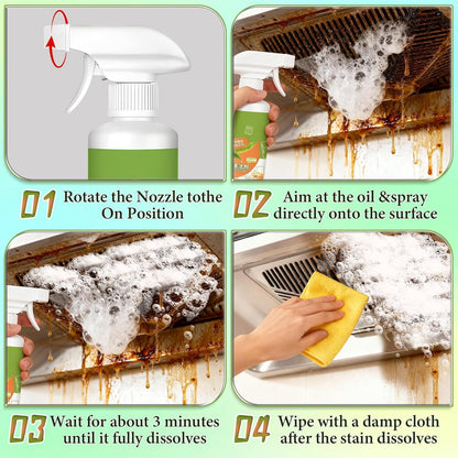 Heavy Duty Kitchen Foam Spray Degreaser, 10.56oz Multi-Purpose Cleaner for Oven, Stove, Range Hood and Home Kitchen Appliances, 1 Pack