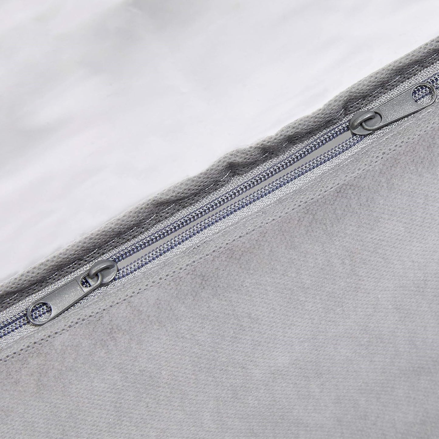 Amazon Basics Under Bed Storage Bags for Clothes and Blankets, Foldable Fabric Zipper Container with Clear Window and Reinforced Handles, Space Saving, 18 x 42 x 6 inches, Gray, 2-Pack