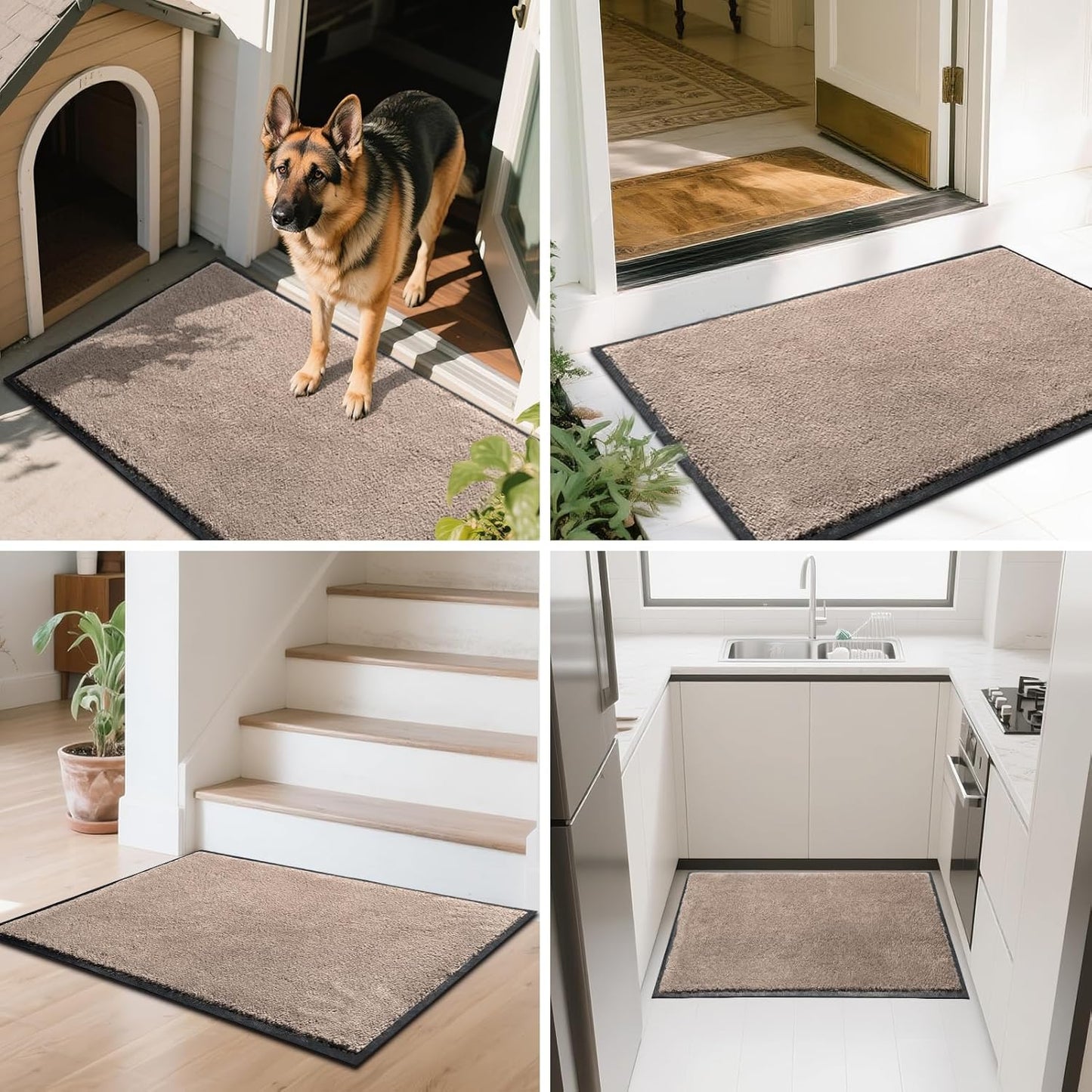 Mibao Front Door Mat, Dirt Trapper Welcome Mat for Outdoor Indoor, Non-Slip Waterproof Doormat, Durable Machine Washable Low Profile Entry Rug for Back Door Outside Patio Porch, 29.5" x 17", Grey