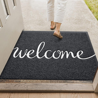EARTHALL Door Mat Outside Inside Home Doormat, 30"x17.5", Durable Floor Mat Non Slip Mat Ultra Absorb Mud Easy Clean Front Doormat for Garage, Entryway, Patio, High Traffic Areas, Black