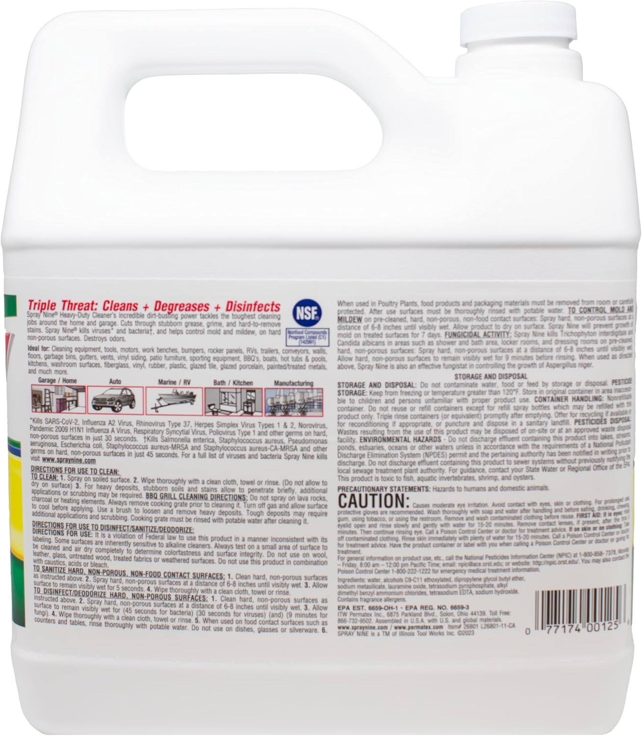 Spray Nine 26832 Heavy Duty Cleaner, Degreaser & Disinfectant for Kitchens, Bathrooms, Yard Equipment, Automotive & Industrial 32 Fl Oz. (Pack of 1)