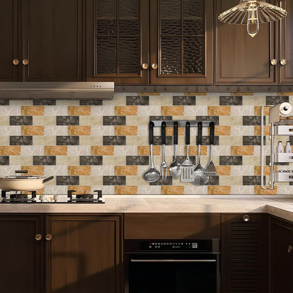 10 Sheets Peel and Stick Backsplash for Kitchen 12"X12" Back Splash Adhesive Subway Wall Tile Flat Vinyl Sticker for Bathroom on Renter Friendly Marble 2-6 (Not 3D Tile)