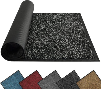 Mibao Front Door Mat, Dirt Trapper Welcome Mat for Outdoor Indoor, Non-Slip Waterproof Doormat, Durable Machine Washable Low Profile Entry Rug for Back Door Outside Patio Porch, 29.5" x 17", Grey