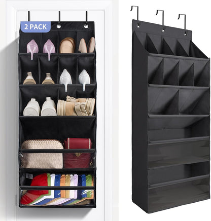 FENTEC 1 Pack Over-the-Door-Shoe-Organizers,Hanging Organizers with Large Pocket Shoe Holder Hanging Shoe Rack for Closet Shoe Organizer for Wall, Over Door Organizer with 15 Pockets Gray