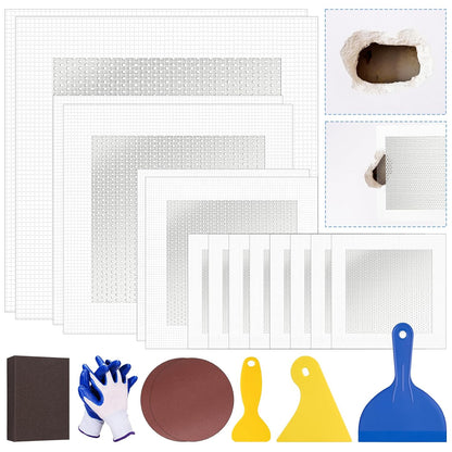 DIYSELF 9 Pack Drywall Repair Kit, Surface Repair Kit, Spackle Wall Repair, 2×100g (7oz Total) Putty, White Drywall Mud, Plaster for Holes, Cracks, Gaps, Fast-Drying Hole Filler with Scraper, Sander