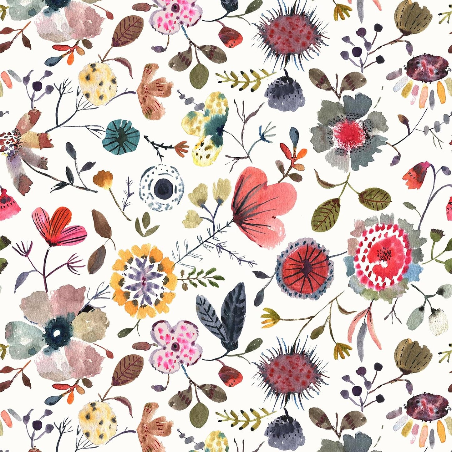 Wallpaper Peel and Stick Floral Wall Paper Removable Waterproof Gray/Yellow/Blue Contact Paper for Bedroom, Bathroom, Home Wall 17.3" x 118"