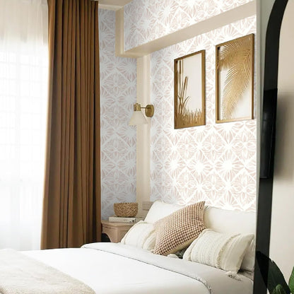 Boho Wallpaper Neutral Peel and Stick Wallpaper 78.7"x17.3" Geometric Wall Paper Beige and White Contact Paper Textured Removable Vinyl Waterproof for Bedroom Farmhouse Kitchen Bathroom