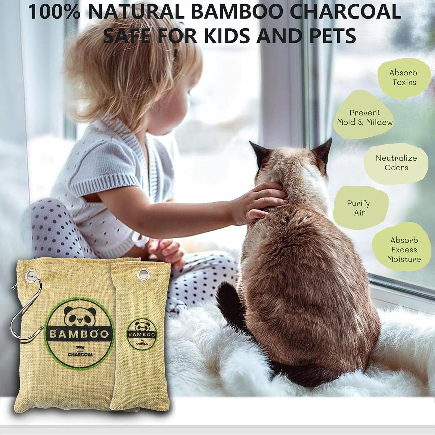 Activated Charcoal Odor Absorber,deodorizer odor eliminator for Home Car Shoes Closet Garage Basement Drawer,Smoke Odor,Natural & Reusable(4x200g Large + 2x75g Small)