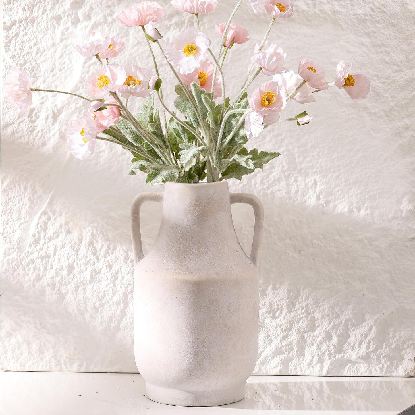 Ceramic Vase Set of 3, Modern Decorative Vases for Home Decor, Small Flower Pottery Vase Sets, Boho Farmhouse Rustic Vases for Living Room, Kitchen, Bedroom, Bathroom, Shelf, Table