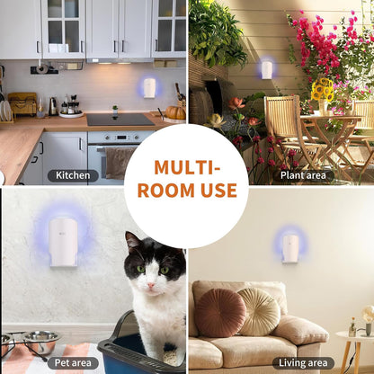 Fly Trap Indoor Plug in – Electric Bug Zapper with Six Light - Silent, Pet Safe & Mess-Free Flying Insect Traps - Gnat Catcher & Fruit Fly Killer for House Home Kitchen Bedroom (1 Device + 1 Refill)