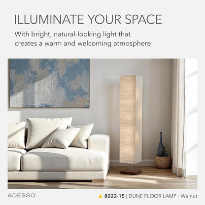 Adesso Three Light Floor Lamp – Natural Wood Base & Adjustable Brightness – Perfect Lighting for Bedroom, Living Room and Corner Decor, Beige
